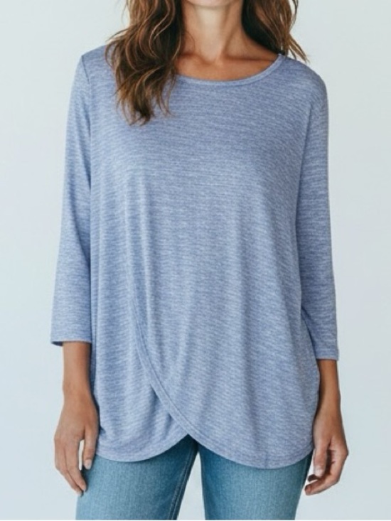 Umgee Tops - NWT Umgee Blue White Striped Asymmetrical Tunic Top Size L